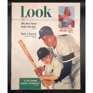 1949 Look Magazine Joe DiMaggio and Son New York Yankees Baseball Newsstand MINT